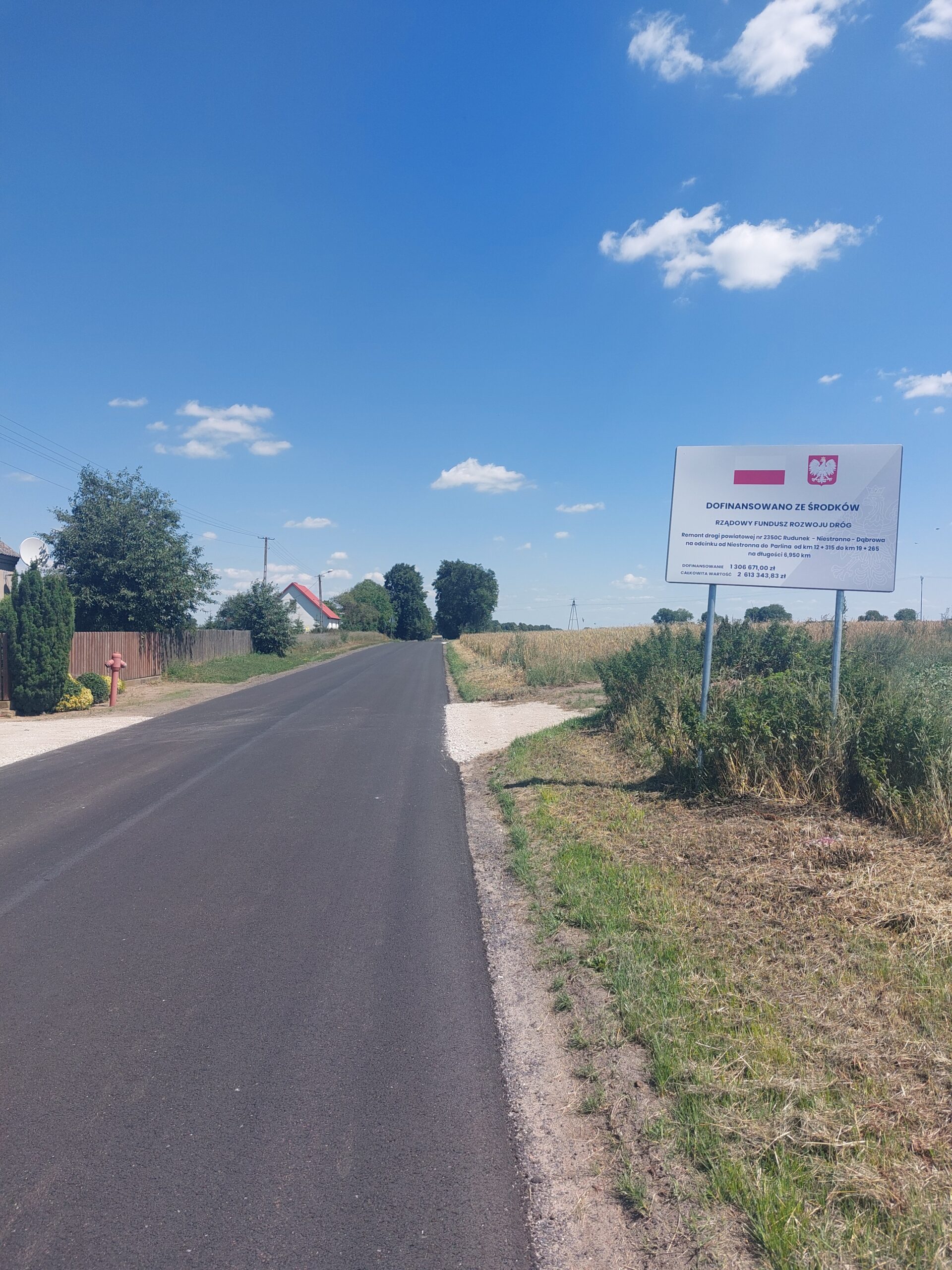 Remont drogi powiatowej nr 2350C Rudunek – Niestronno – Dąbrowa na odcinku od Niestronna do Parlina od km 12+315 do km 19+265 na długości 6,950 km